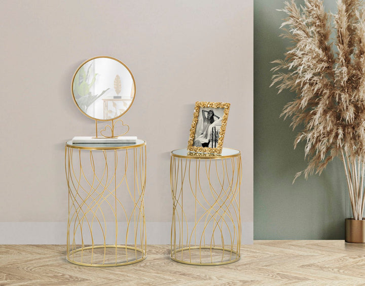 Glam borde i guldfarve, metal og MDF – 38x55 33x50 cm