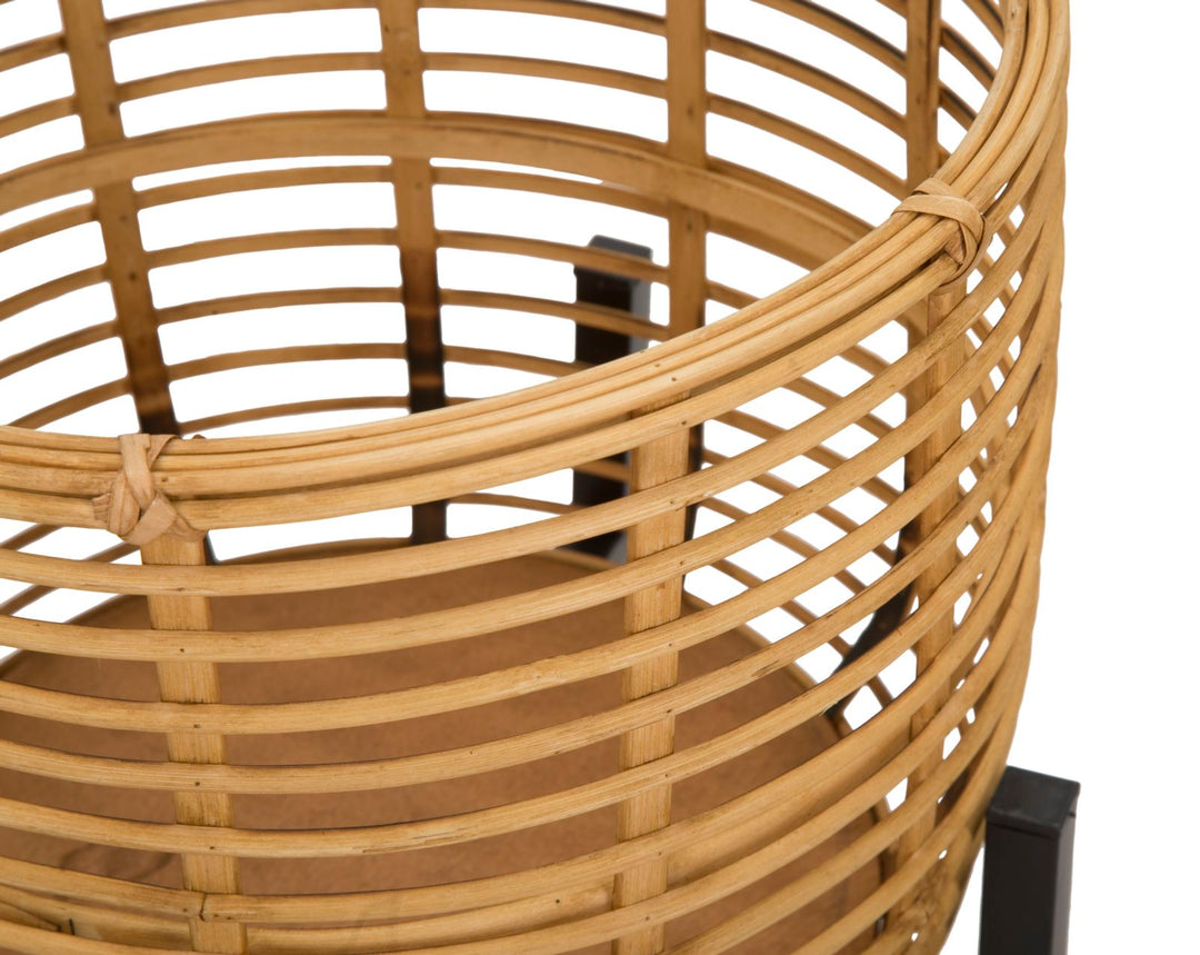 Boho chic vaser i rattan og jern – 41x47 og 33x39 cm