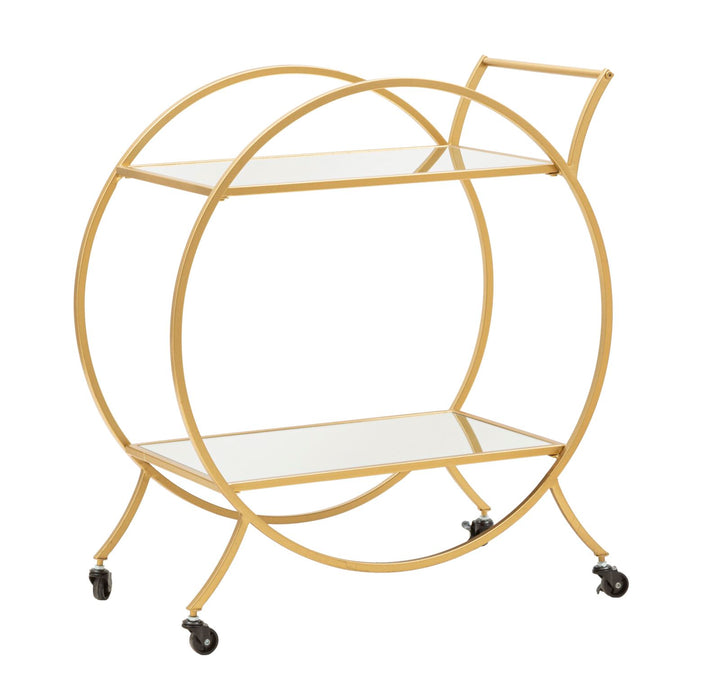 Glam rullevogn i guldfarve, metal, mdf – 70x36x5 cm