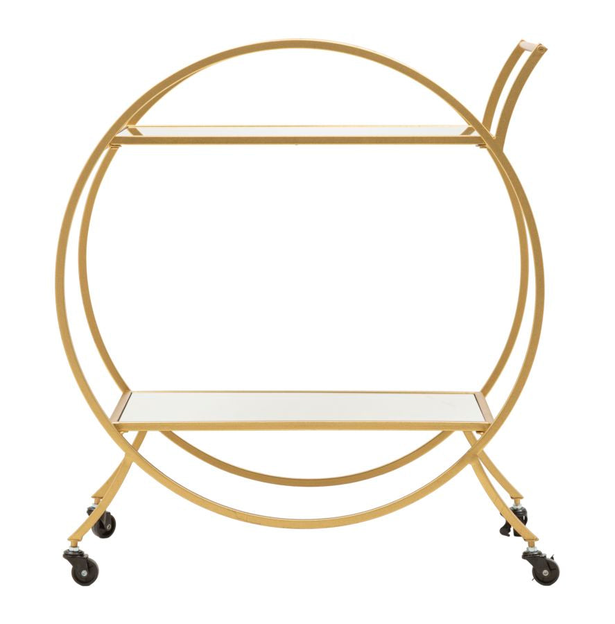 Glam rullevogn i guldfarve, metal, mdf – 70x36x5 cm