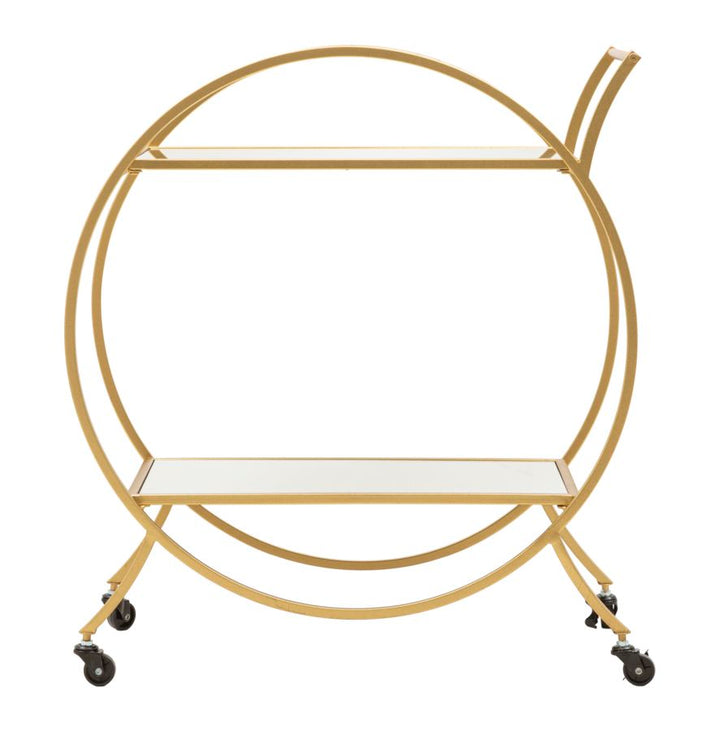 Glam rullevogn i guldfarve, metal, mdf – 70x36x5 cm