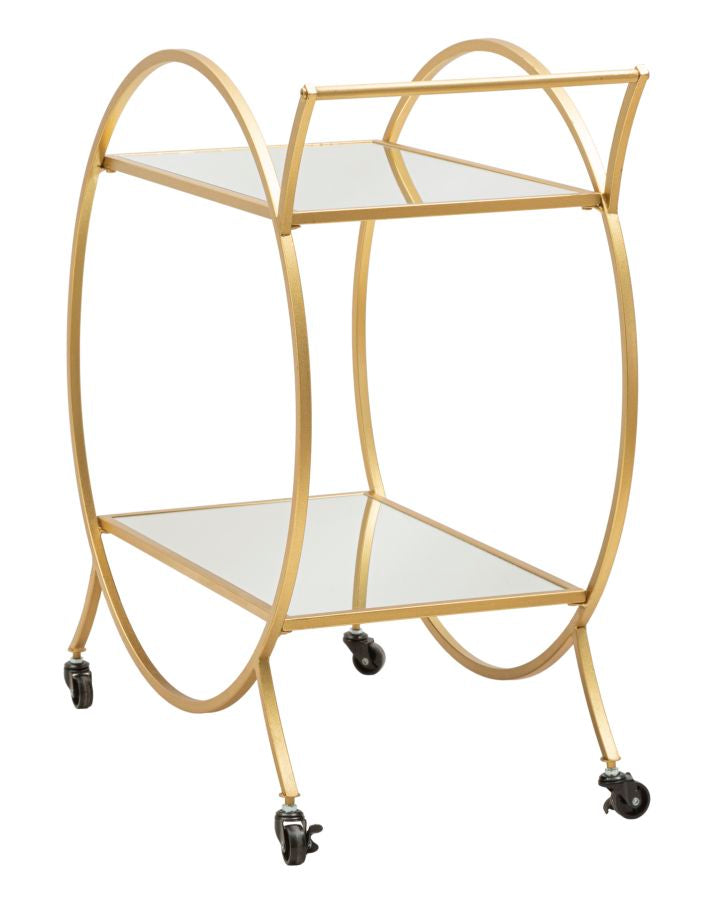Glam rullevogn i guldfarve, metal, mdf – 70x36x5 cm