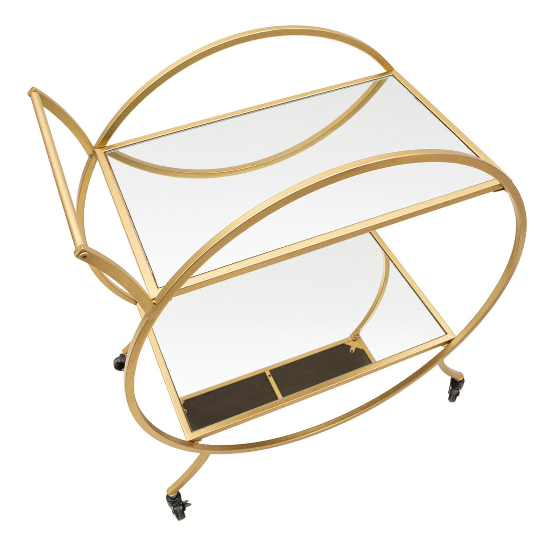 Glam rullevogn i guldfarve, metal, mdf – 70x36x5 cm