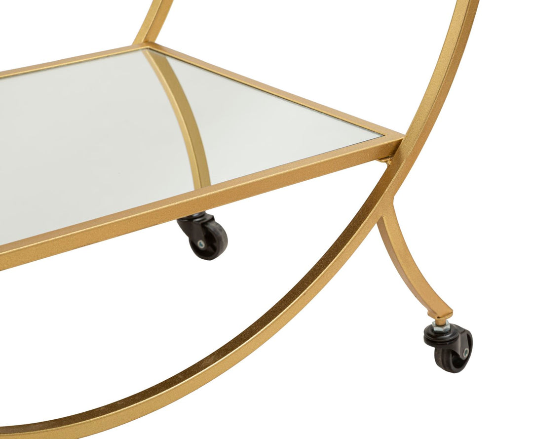 Glam rullevogn i guldfarve, metal, mdf – 70x36x5 cm