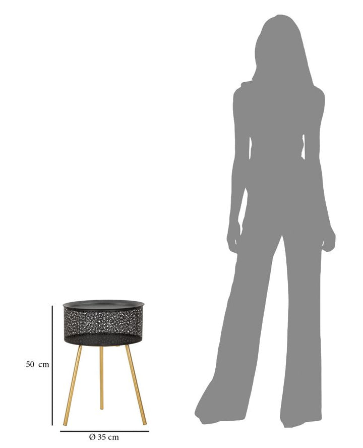Glam bord i guldfarve og sort, jern – 35x50 cm