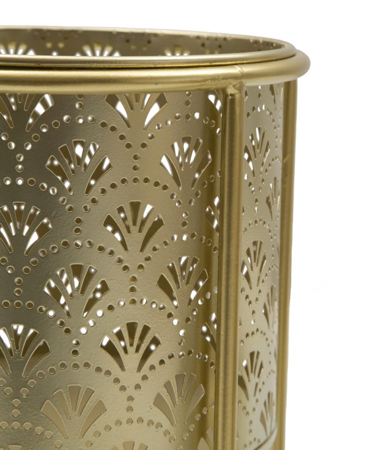 Glam vaser i guldfarve, metal, 21x40 og 19x22 cm