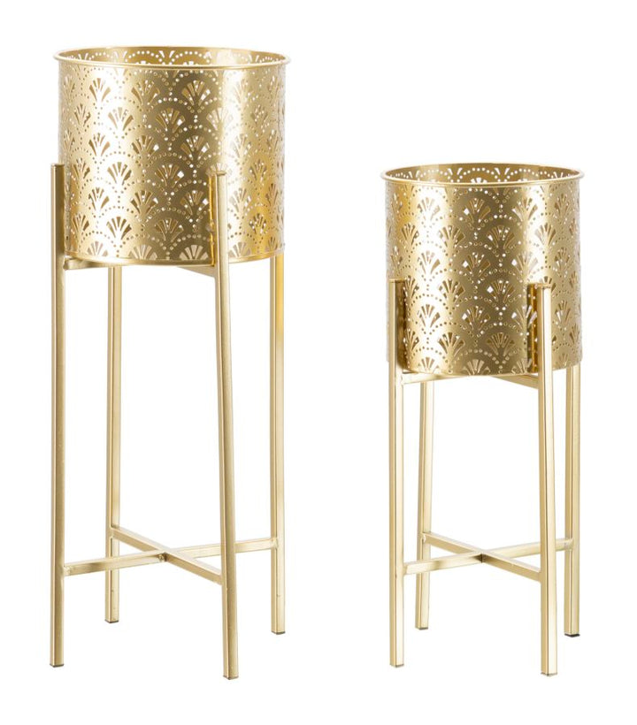 Glam vaser i guldfarve, metal– 21x52 19x42 cm