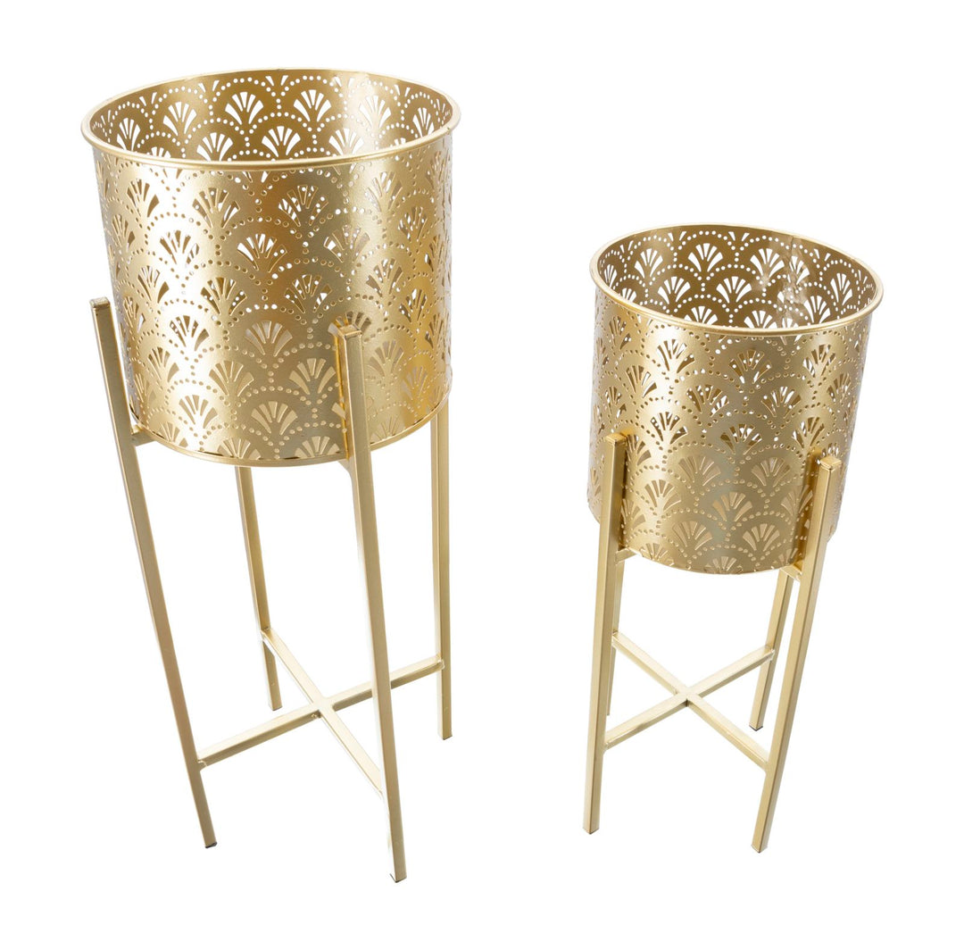 Glam vaser i guldfarve, metal– 21x52 19x42 cm