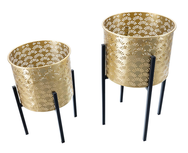 Glam vaser i guldfarve, metal – 21x38 og 19x28 cm