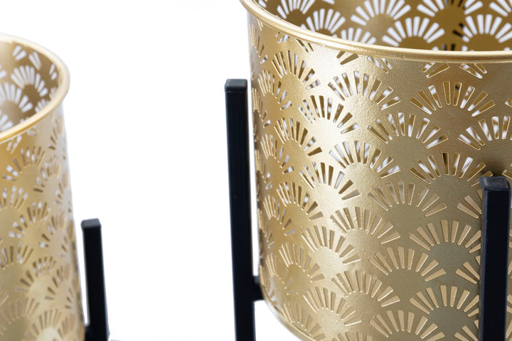Glam vaser i guldfarve, metal – 21x38 og 19x28 cm