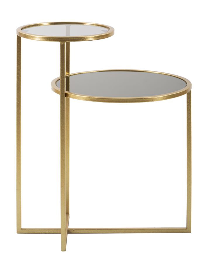 Glam bord i guldfarve, jern og glas – 50x40x60 cm