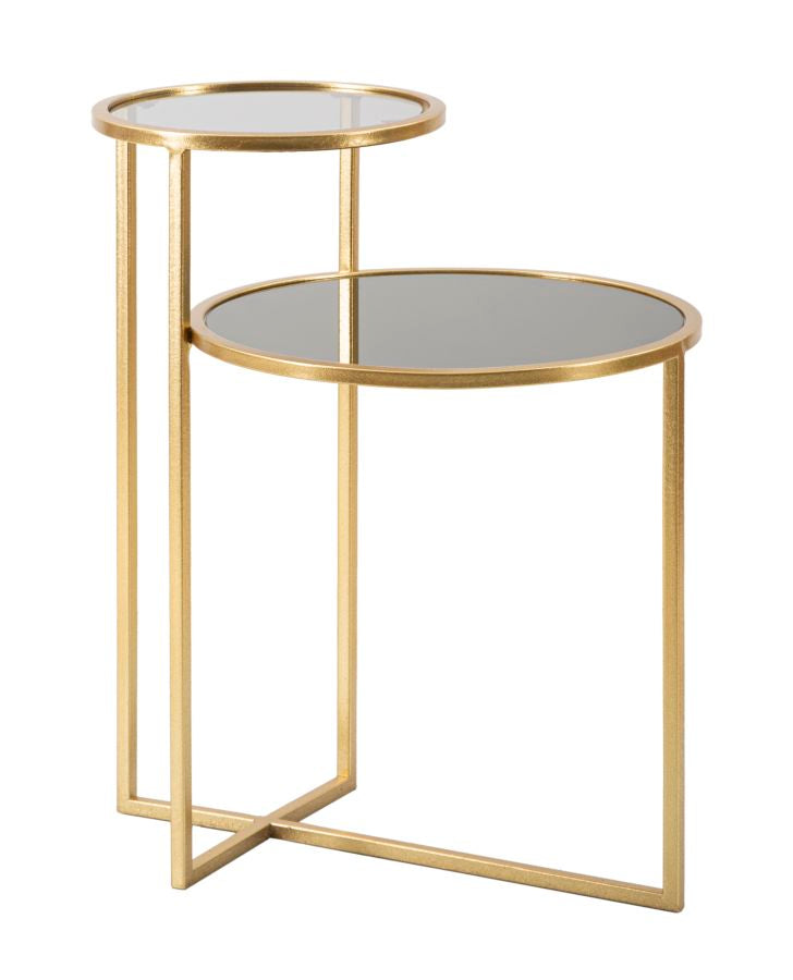 Glam bord i guldfarve, jern og glas – 50x40x60 cm