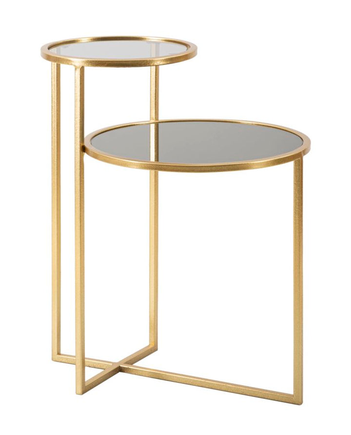 Glam bord i guldfarve, jern og glas – 50x40x60 cm