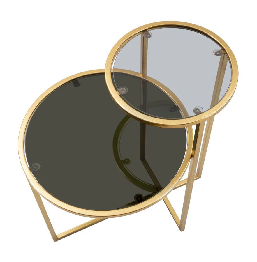 Glam bord i guldfarve, jern og glas – 50x40x60 cm