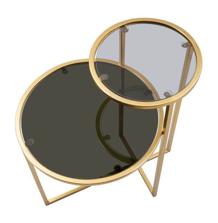Glam bord i guldfarve, jern og glas – 50x40x60 cm