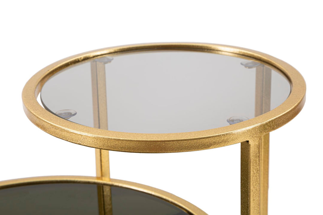 Glam bord i guldfarve, jern og glas – 50x40x60 cm