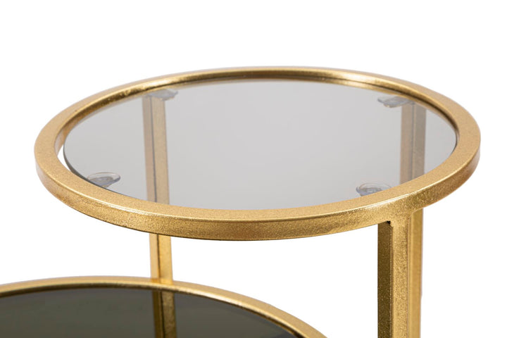 Glam bord i guldfarve, jern og glas – 50x40x60 cm