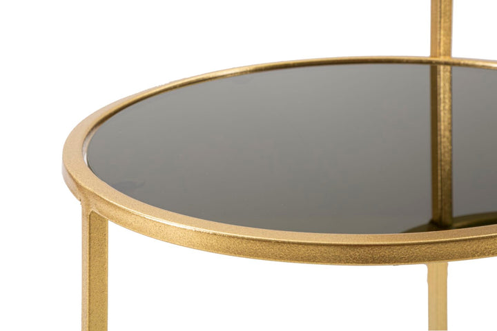 Glam bord i guldfarve, jern og glas – 50x40x60 cm