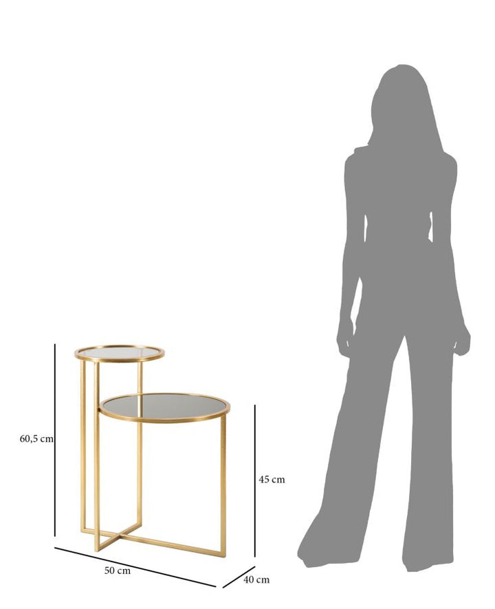 Glam bord i guldfarve, jern og glas – 50x40x60 cm