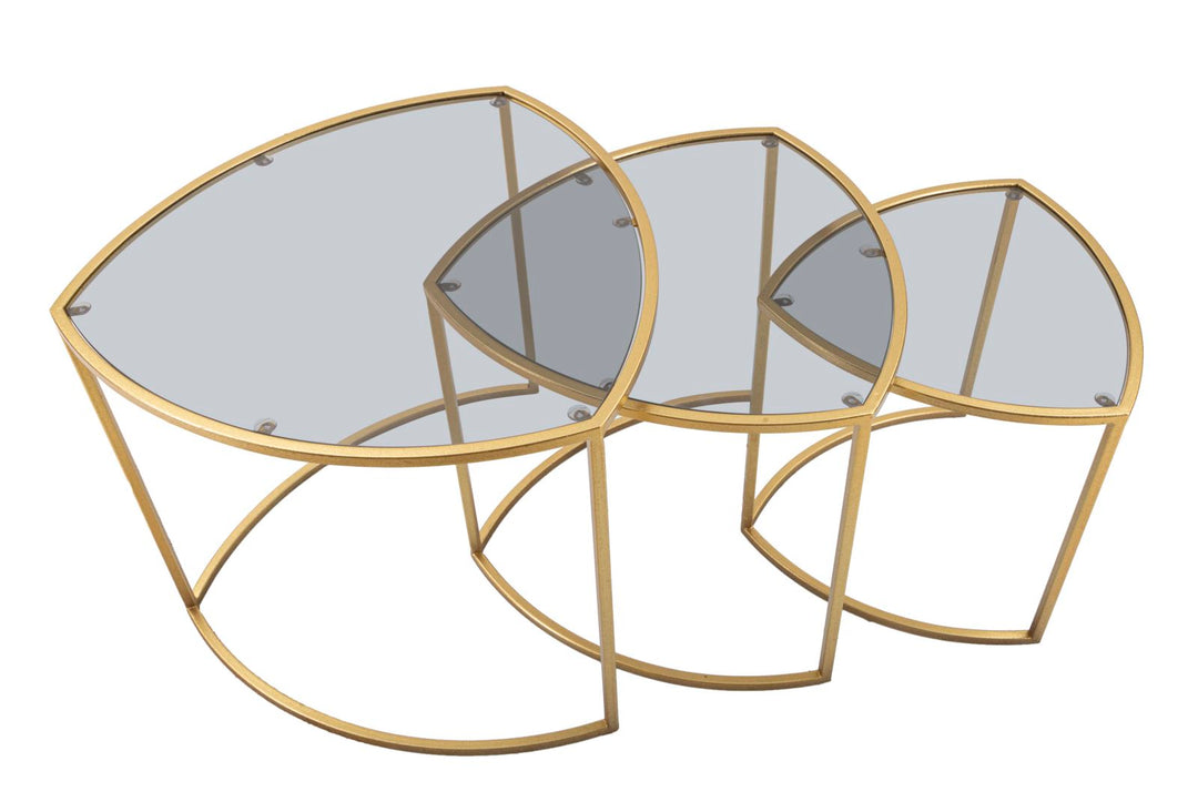 Glam sofaborde i metal og glas – 60x50 og 50x45 og 40x40 cm