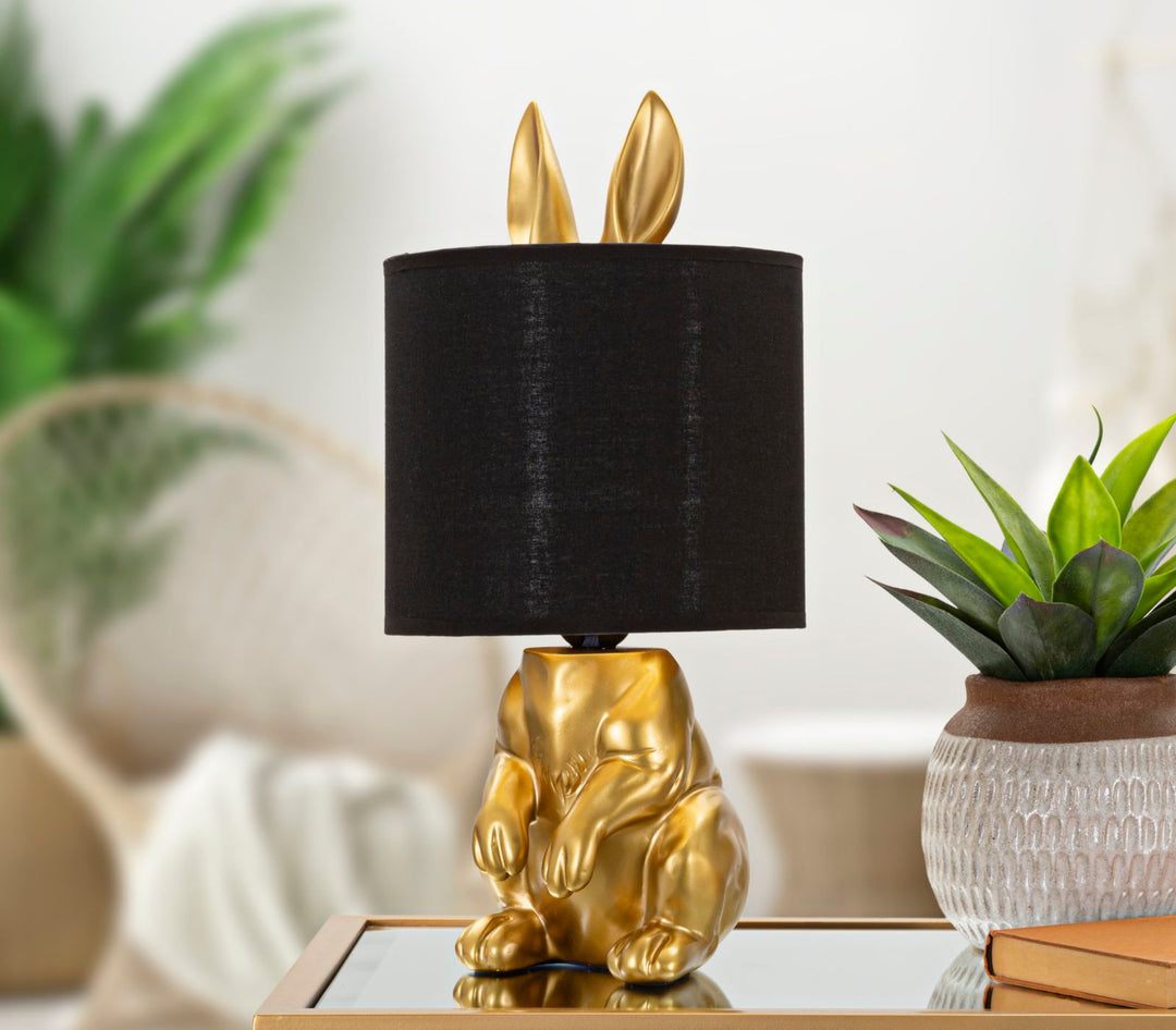 Glam bordlampe, polyresin, metal og stof – 20x43 cm