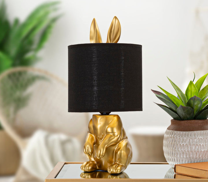 Glam bordlampe, polyresin, metal og stof – 20x43 cm