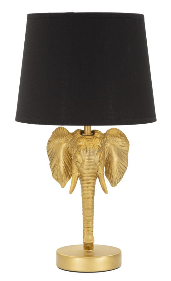 Glam bordlampe i sort, metal og stof – 25x43 cm