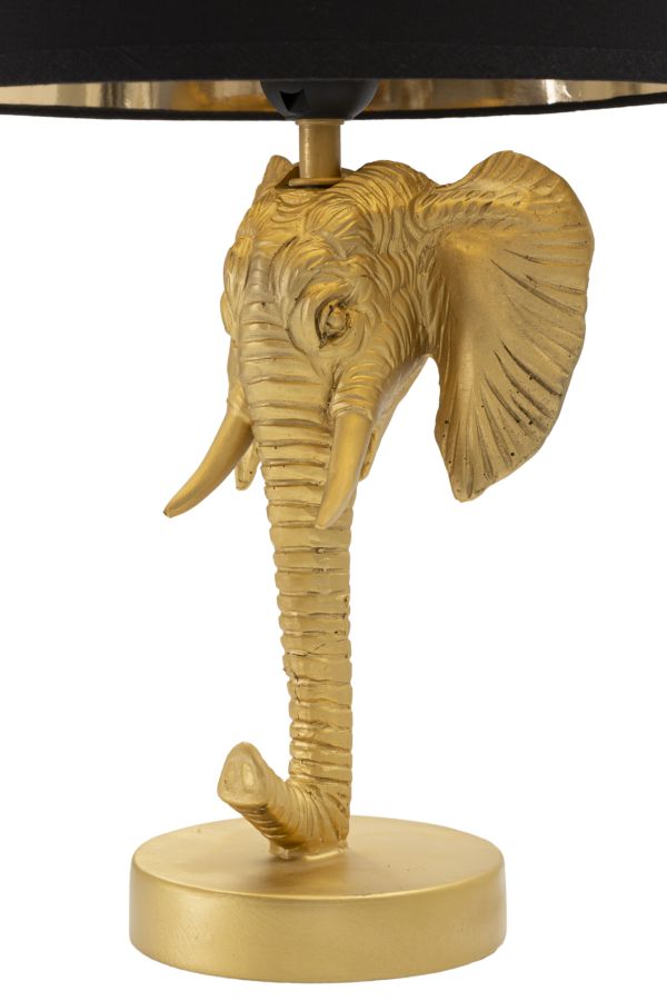 Glam bordlampe i sort, metal og stof – 25x43 cm