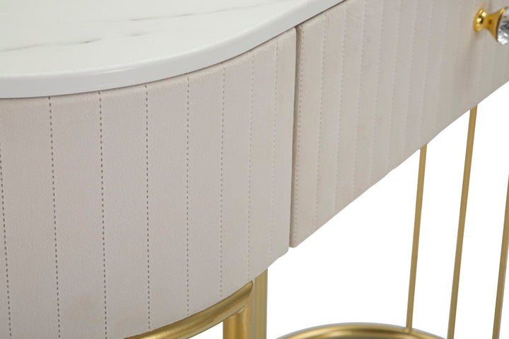 Glam konsolbord i guldfarve, metal, træ, stof – 100x40x75 cm