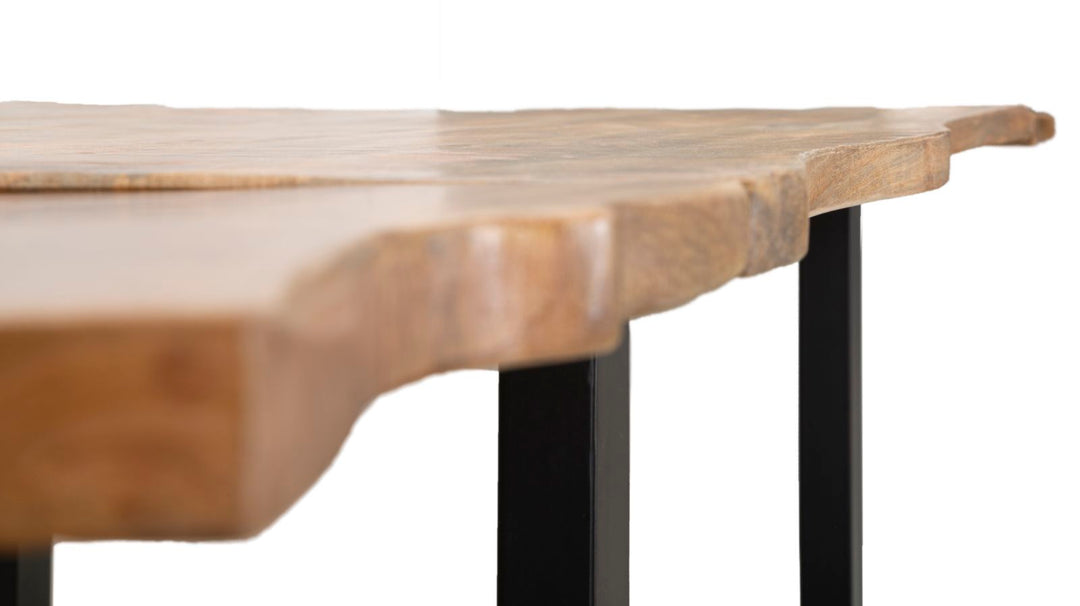 Industrielt bord i sort, mangotræ og metal – 180x90x77 cm