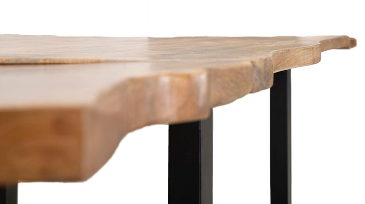 Industrielt bord i sort, mangotræ og metal – 180x90x77 cm