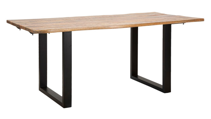 Industrielt bord i sort, mangotræ og metal – 180x90x77 cm