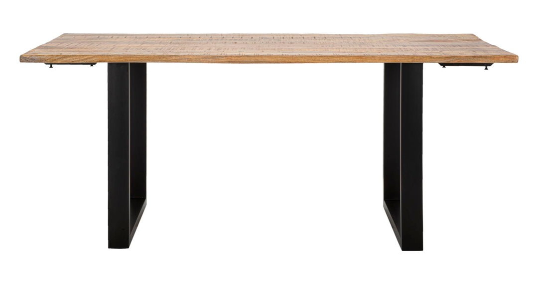 Industrielt bord i sort, mangotræ og metal – 180x90x77 cm