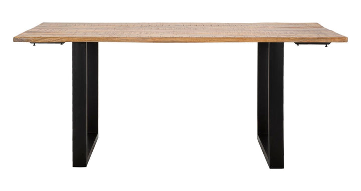 Industrielt bord i sort, mangotræ og metal – 180x90x77 cm