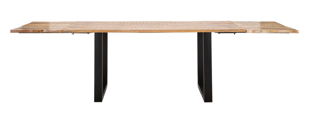 Industrielt bord i sort, mangotræ og metal – 180x90x77 cm