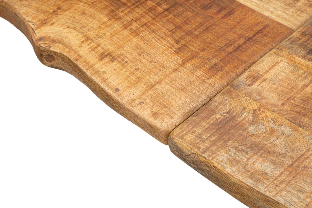 Industrielt bord i sort, mangotræ og metal – 180x90x77 cm