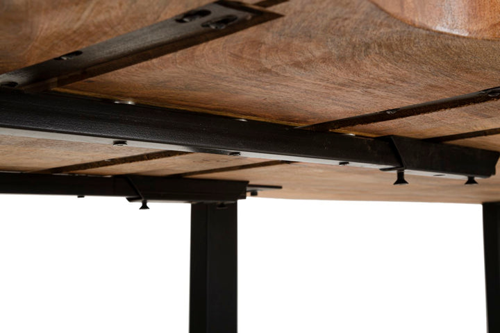 Industrielt bord i sort, mangotræ og metal – 180x90x77 cm