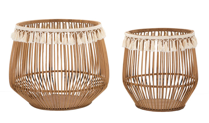 Boho chic kurve i rattan – 47x39x5 og 34x36x5 cm