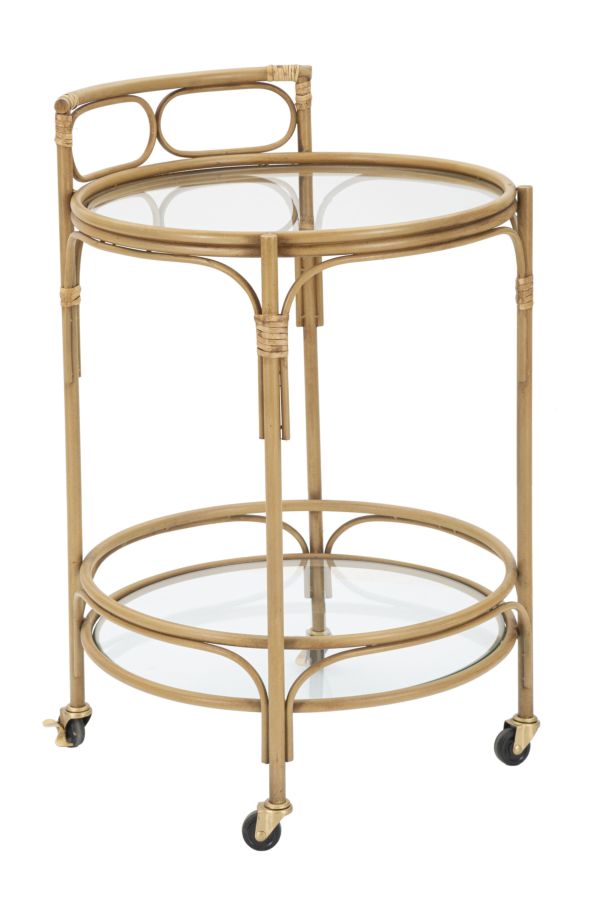 Boho chic rullevogn, metal og glas – 51x74 cm