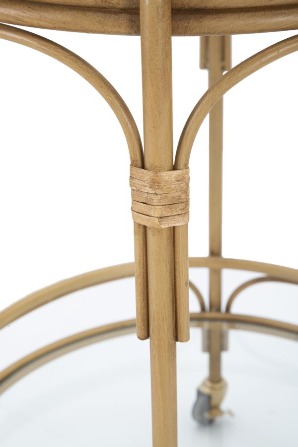 Boho chic rullevogn, metal og glas – 51x74 cm