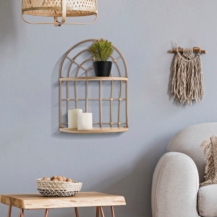 Boho chic hylde i mdf, metal, rattan – 34x5x18 45x5 cm