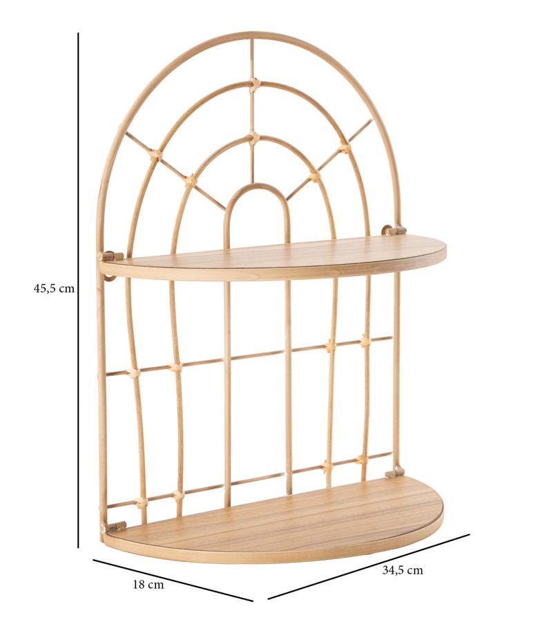 Boho chic hylde i mdf, metal, rattan – 34x5x18 45x5 cm