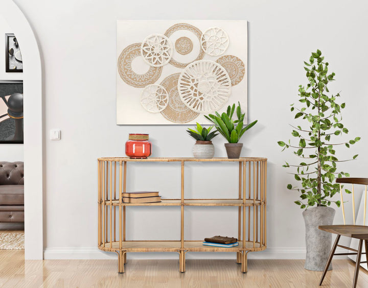 Boho chic konsolbord, rattan – 120x37x5 cm