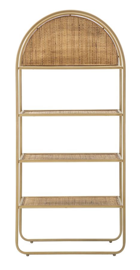 Boho chic reol, rattan og metal – 80x40x180 cm