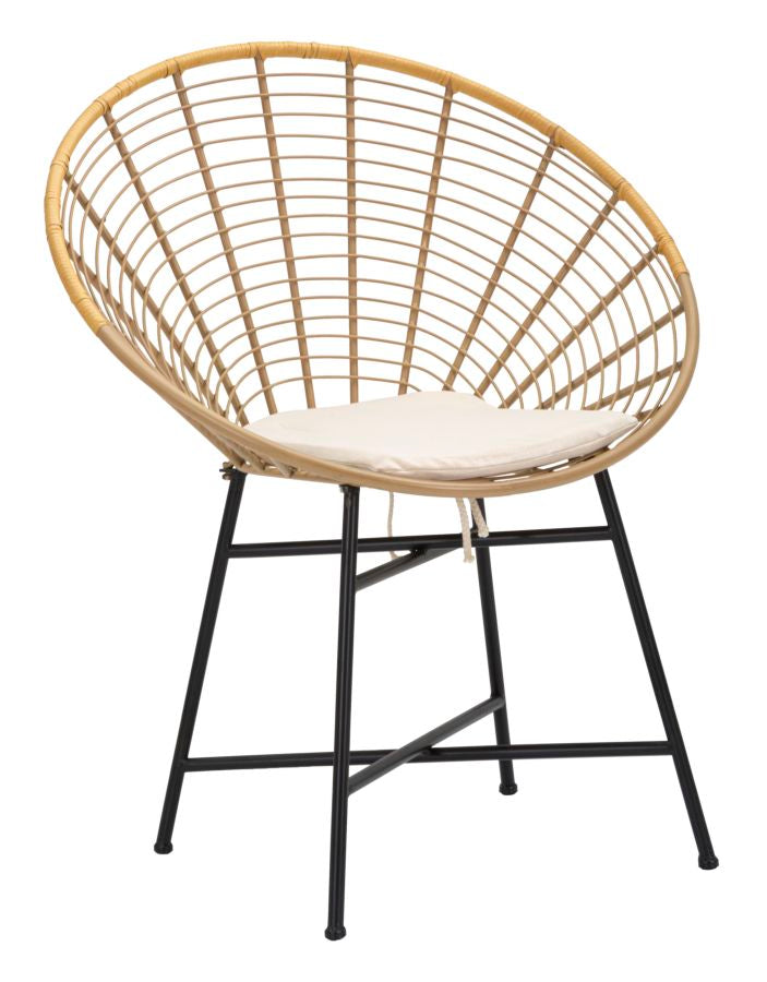 Boho chic stol i metal, polyester og plast – 72x56x5 cm