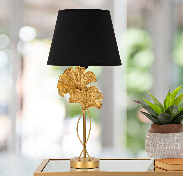 Glam bordlampe i guldfarve og sort,  metal, polyesin og stof – 30x63 cm