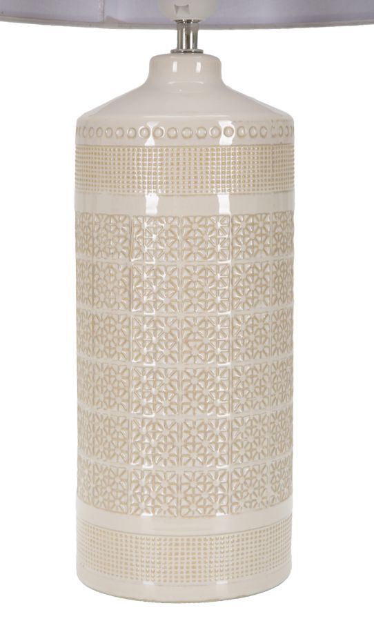 Boho chic bordlampe i keramik, jern og stof – 30x55 cm