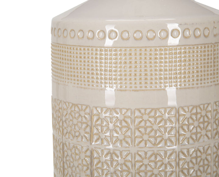 Boho chic bordlampe i keramik, jern og stof – 30x55 cm