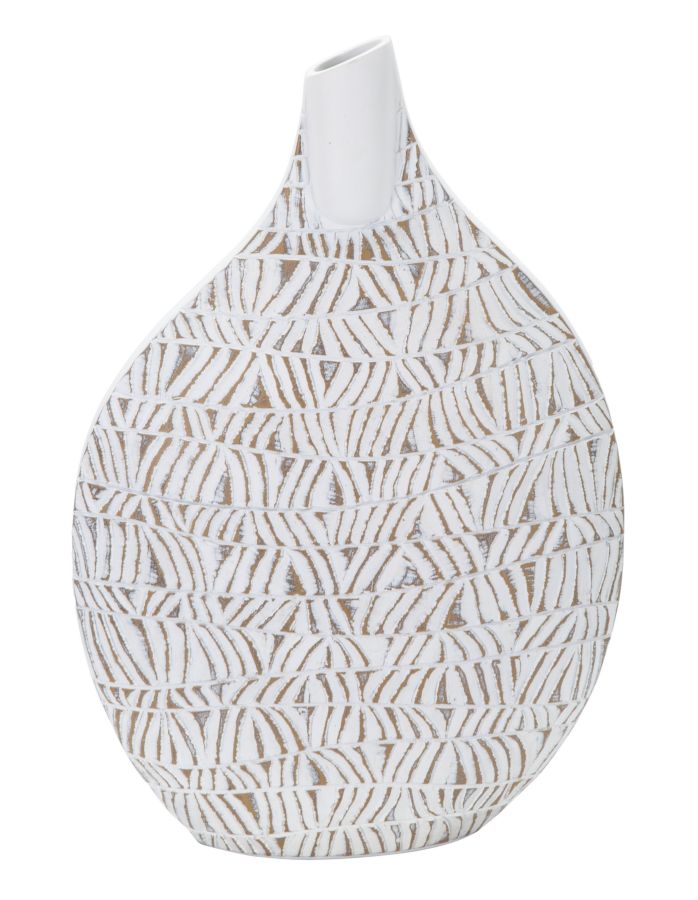 Boho chic vase i hvid, polyresin – 30x5x11 5x46x5 cm