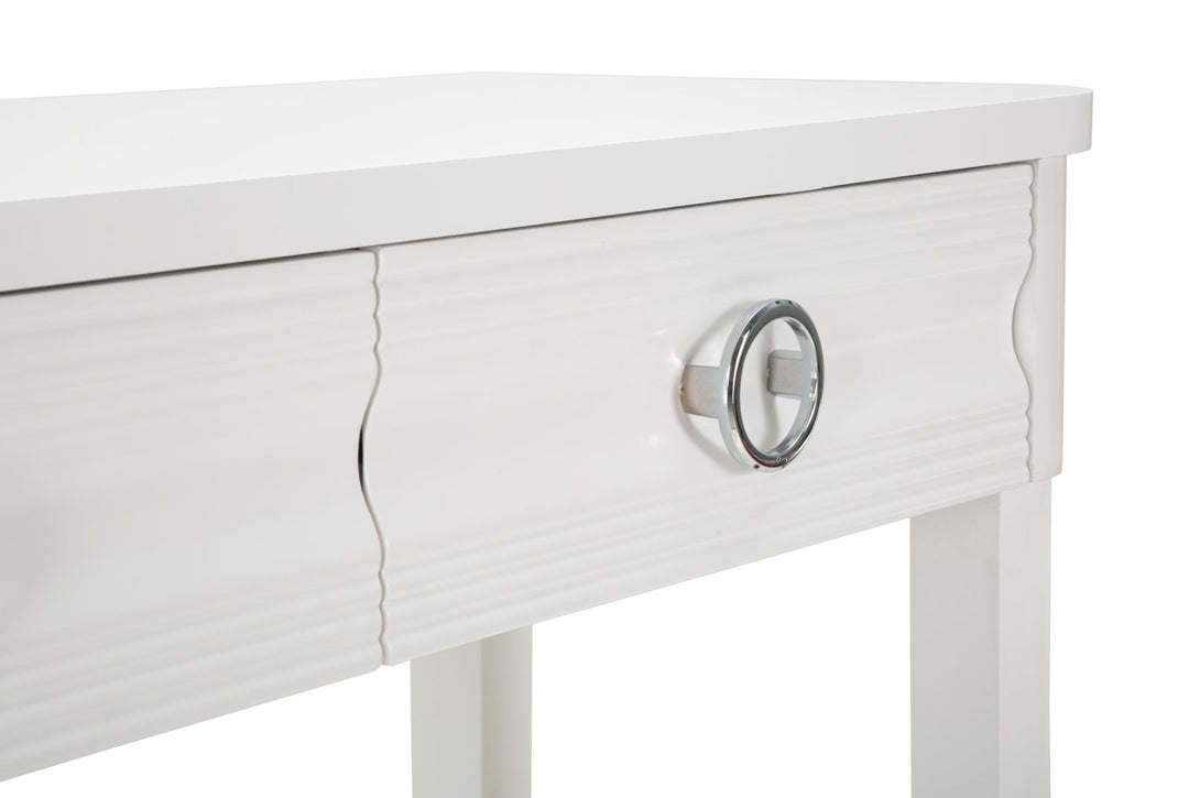 Glam konsolbord i hvid, træ, mdf og metal – 110x40x82 cm